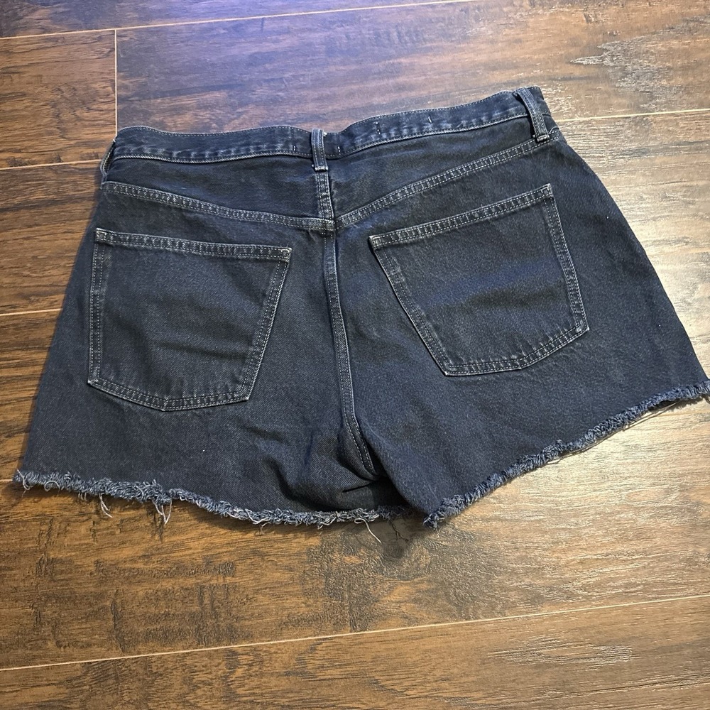 Universal Thread Black Denim 90s Baggy Shorts Women 10 Raw Hem High Rise Cut Off - Picture 5 of 5